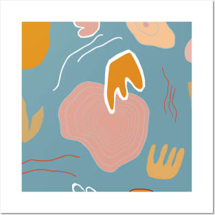 Abstract Autumn Shapes Baby Blue Posters and Art